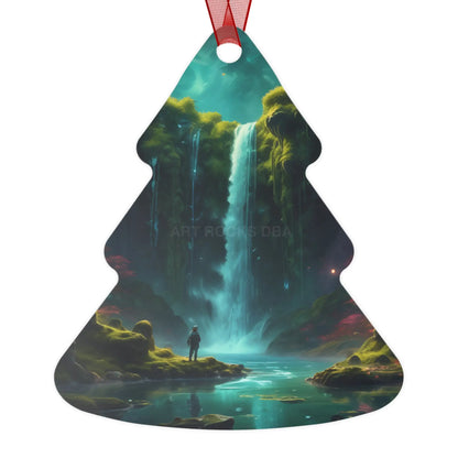 Metal Ornament — Fantasy Waterfall Scene Ornament - Tree / One Size - Home Decor