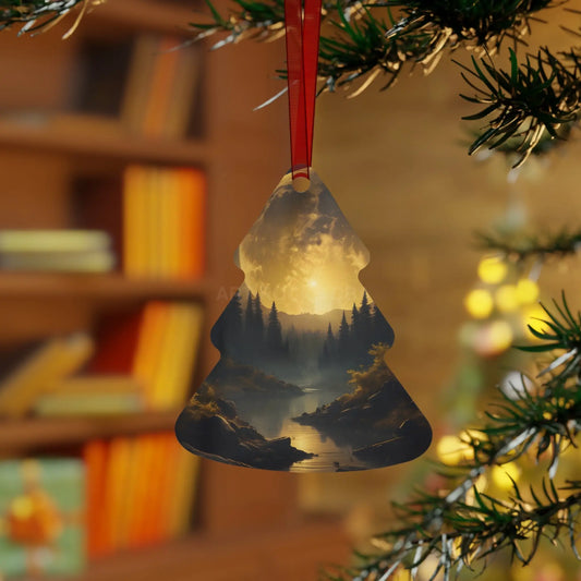 Metal Ornament — Golden Moonlit Forest Holiday Decoration - Tree / One Size - Home Decor