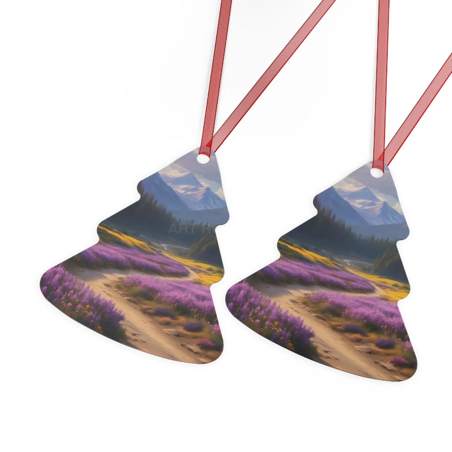 Metal Ornament — Mountain Meadow Landscape Holiday Decoration - Home Decor