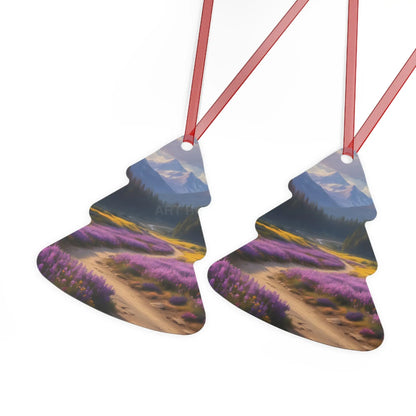 Metal Ornament — Mountain Meadow Landscape Holiday Decoration - Home Decor