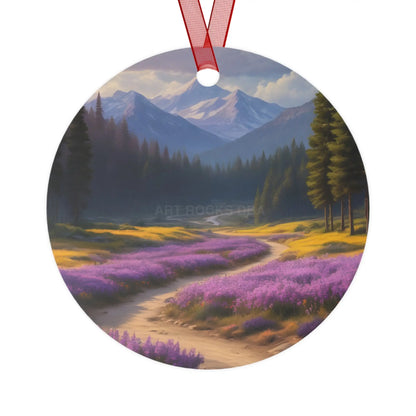 Metal Ornament — Mountain Meadow Landscape Holiday Decoration - Home Decor