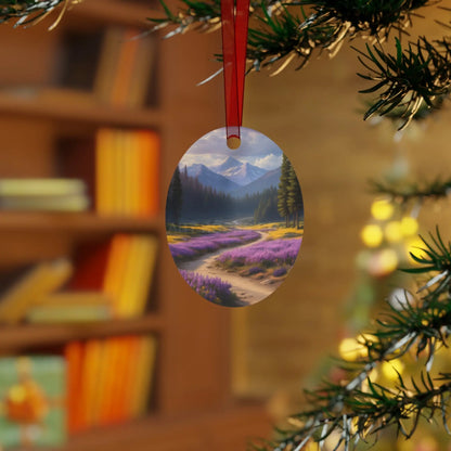 Metal Ornament — Mountain Meadow Landscape Holiday Decoration - Home Decor