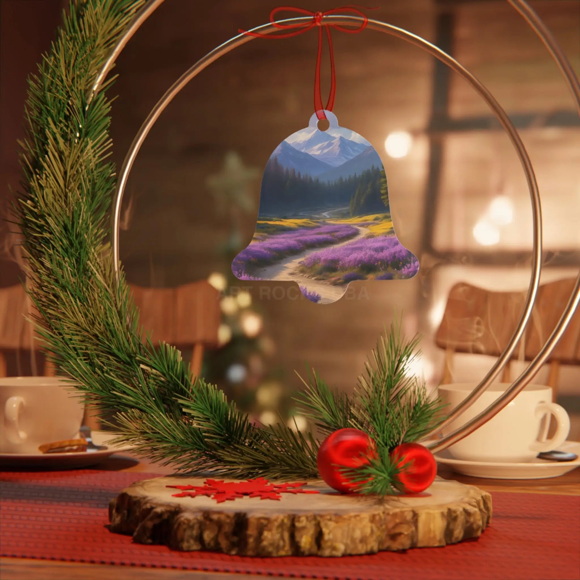 Metal Ornament — Mountain Meadow Landscape Holiday Decoration - Home Decor