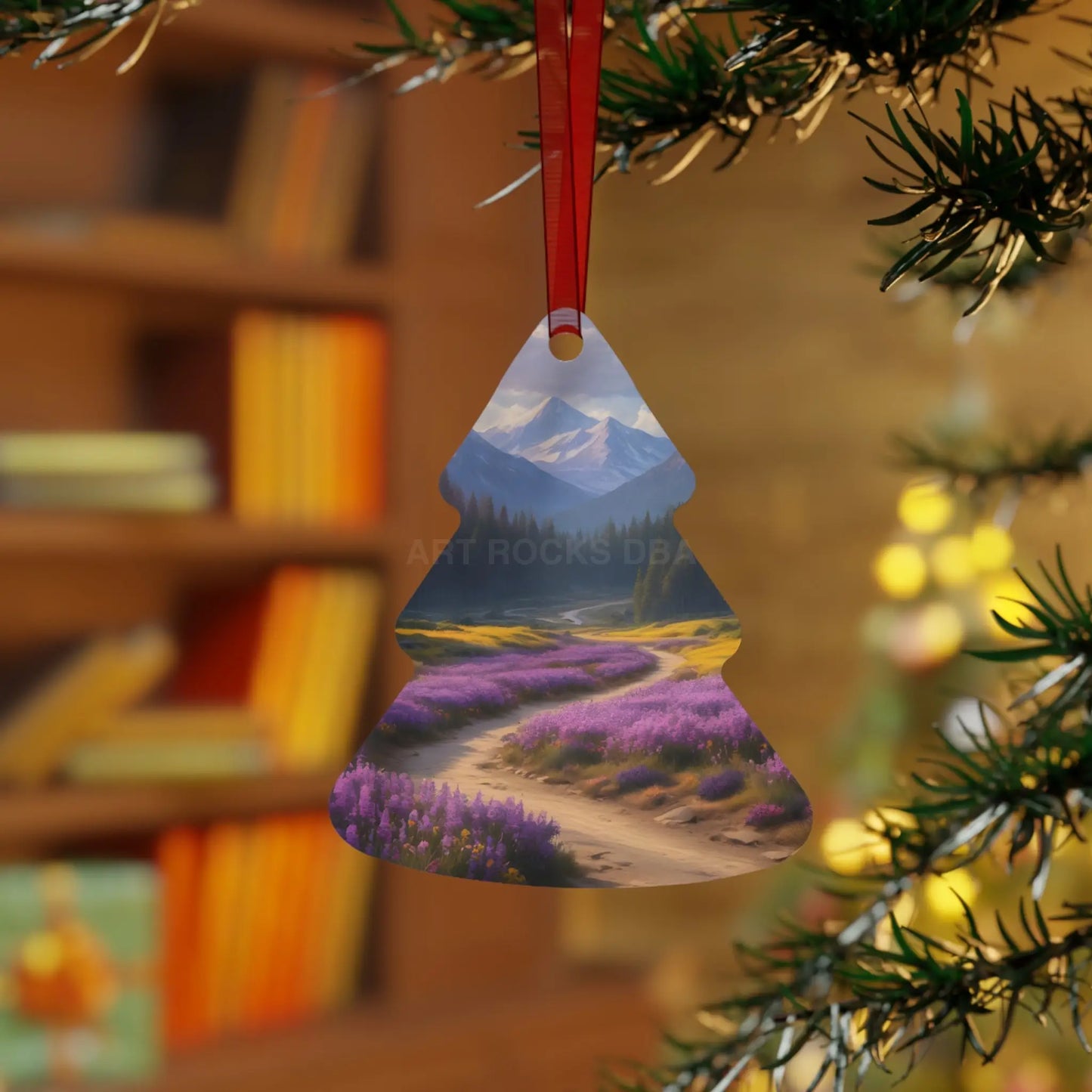Metal Ornament — Mountain Meadow Landscape Holiday Decoration - Home Decor