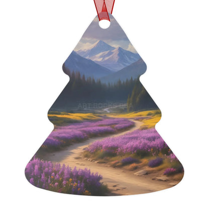 Metal Ornament — Mountain Meadow Landscape Holiday Decoration - Tree / One Size - Home Decor