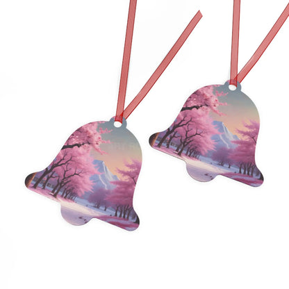 Metal Ornament — Pink Cherry Blossom Landscape Holiday Decoration - Home Decor