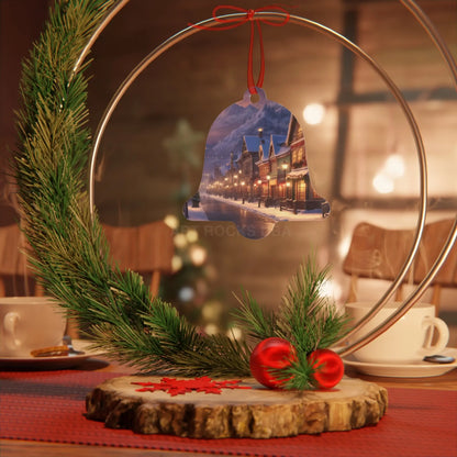 Metal Ornament — Snowy Village Christmas Tree Decoration - Home Decor