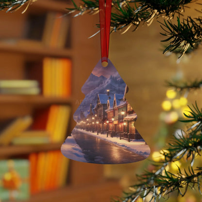 Metal Ornament — Snowy Village Christmas Tree Decoration - Home Decor