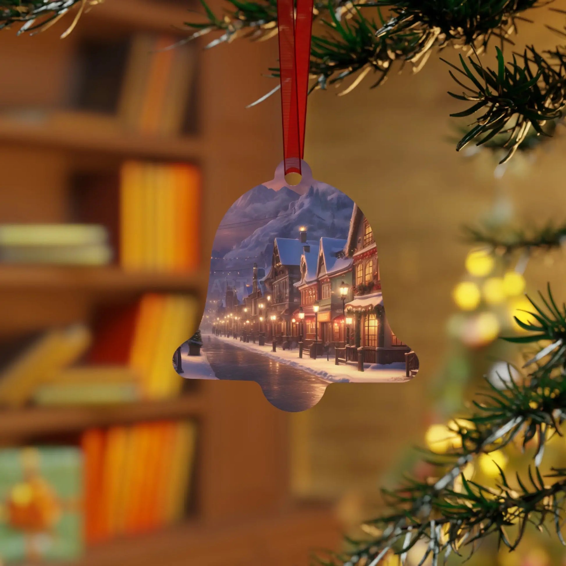 Metal Ornament — Snowy Village Christmas Tree Decoration - Home Decor