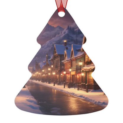 Metal Ornament — Snowy Village Christmas Tree Decoration - Tree / One Size - Home Decor