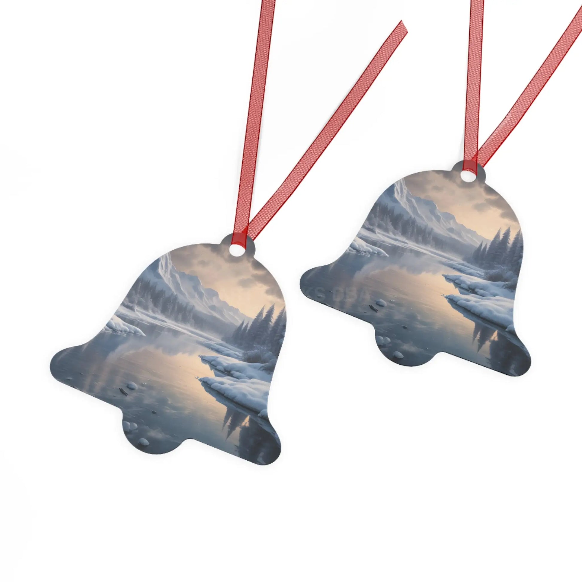 Metal Ornament — Tranquil Winter Snowy Lake in the Mountains - Home Decor