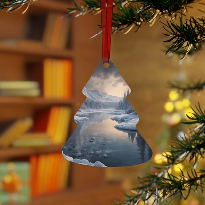 Metal Ornament — Tranquil Winter Snowy Lake in the Mountains - Tree / One Size - Home Decor