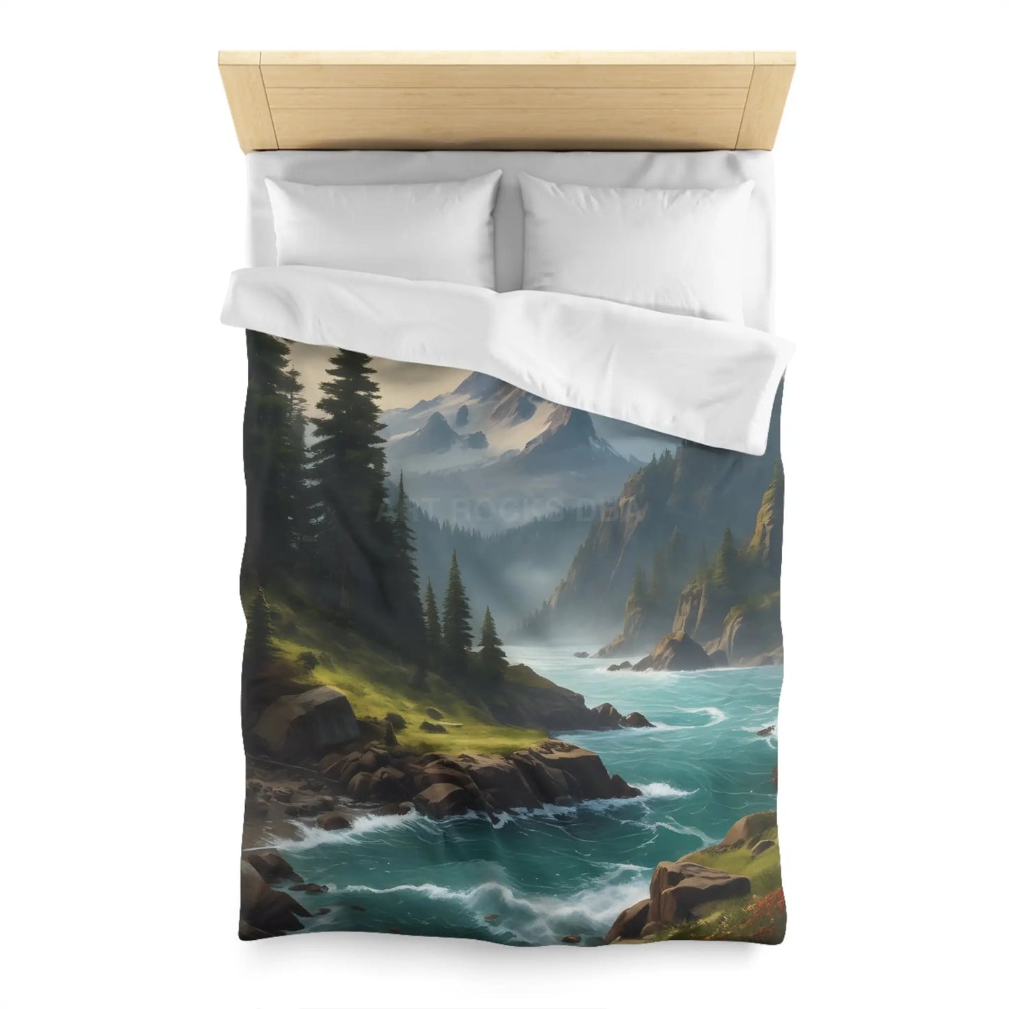 Microfiber Duvet Cover - Scenic Mountain and River Design - Home Decor
