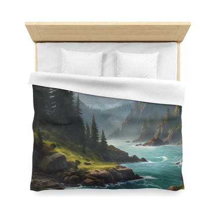 Microfiber Duvet Cover - Scenic Mountain and River Design - Home Decor