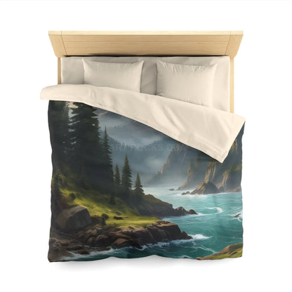 Microfiber Duvet Cover - Scenic Mountain and River Design - Home Decor