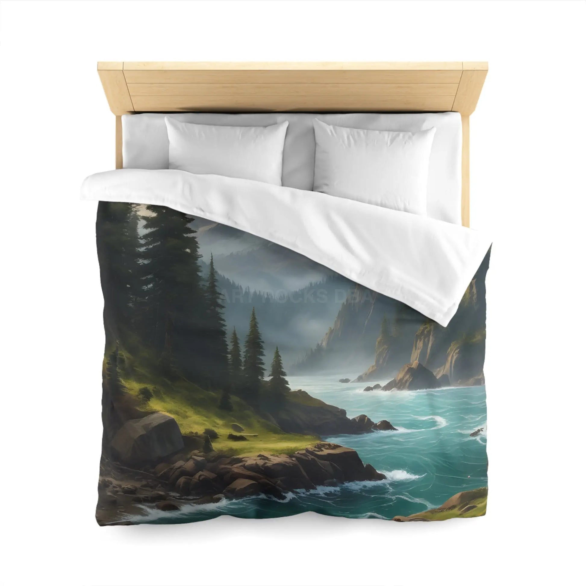 Microfiber Duvet Cover - Scenic Mountain and River Design - Home Decor