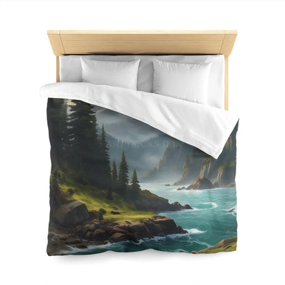 Microfiber Duvet Cover - Scenic Mountain and River Design - Home Decor