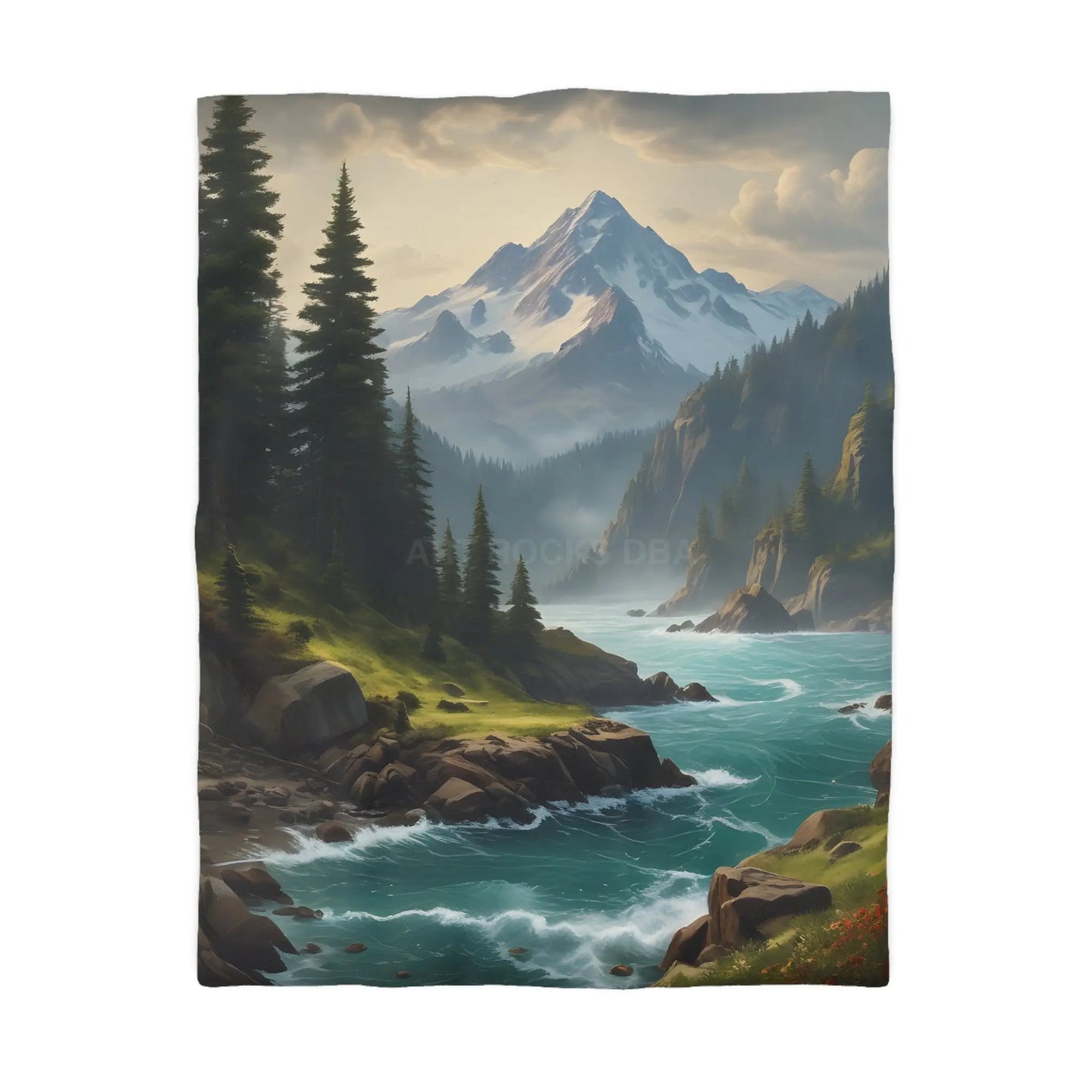 Microfiber Duvet Cover - Scenic Mountain and River Design - Home Decor