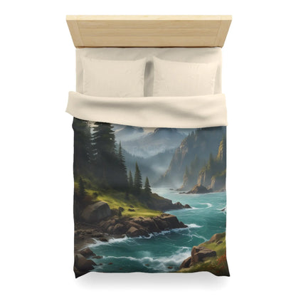 Microfiber Duvet Cover - Scenic Mountain and River Design - Home Decor