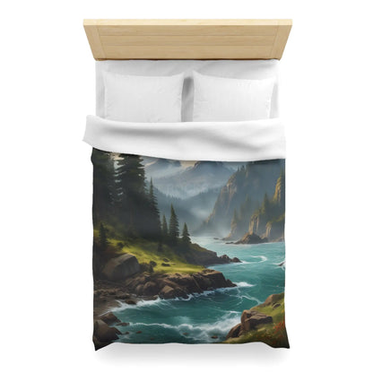 Microfiber Duvet Cover - Scenic Mountain and River Design - Home Decor