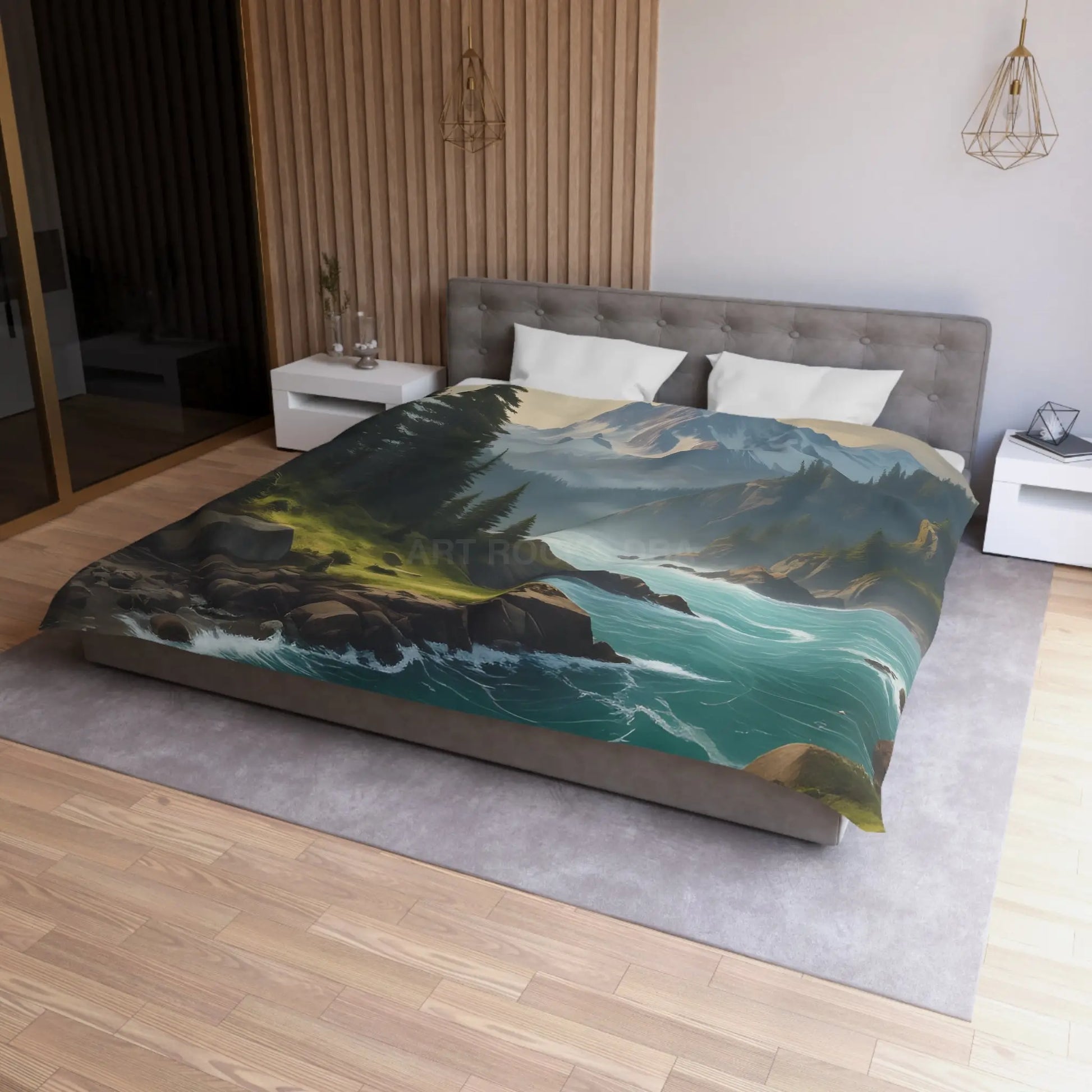 Microfiber Duvet Cover - Scenic Mountain and River Design - Home Decor