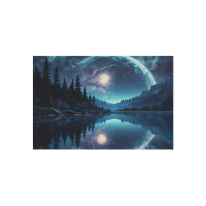 Midnight Forest Reflection Outdoor Rug Camping Decor Patio Mat Nature Lover Gift Cozy Outdoor Accessory Bohemian Home