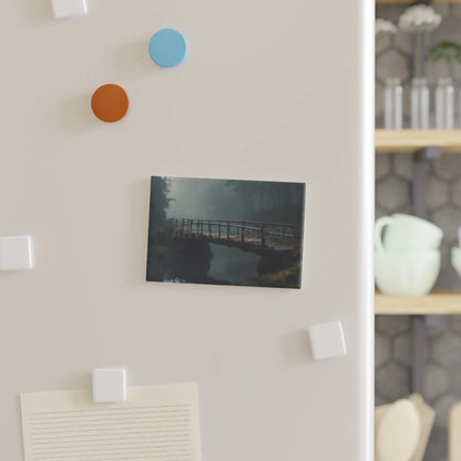 Misty Bridge Magnet Foggy Landscape Rectangle Home Decor Kitchen Gift Nature Lover Wall Art Fridge Magnet - 1 pc / 2’’