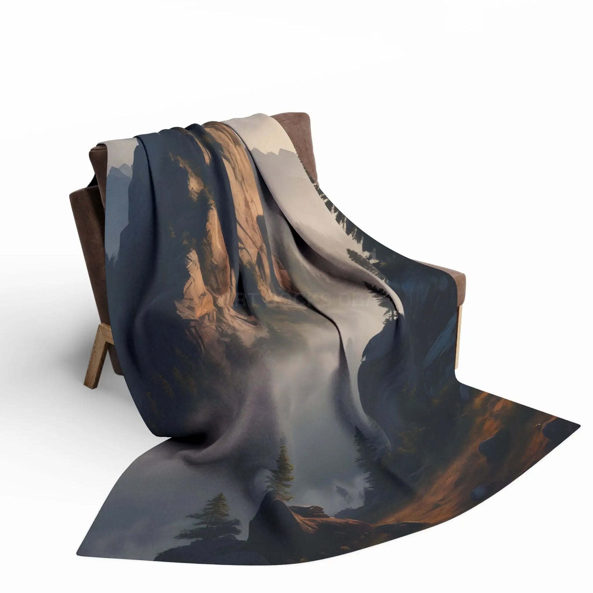 Misty Morning Mountaintop Landscape Fleece Blanket - Cozy Outdoor Decor - Home Decor