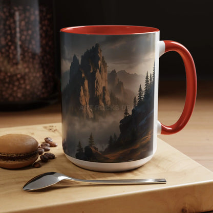 Misty Mountaintop Coffee Mug – Misty Peaks Accent Ceramic Mug (11/15oz) - Mug