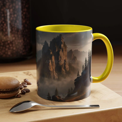 Misty Mountaintop Coffee Mug – Misty Peaks Accent Ceramic Mug (11/15oz) - Mug