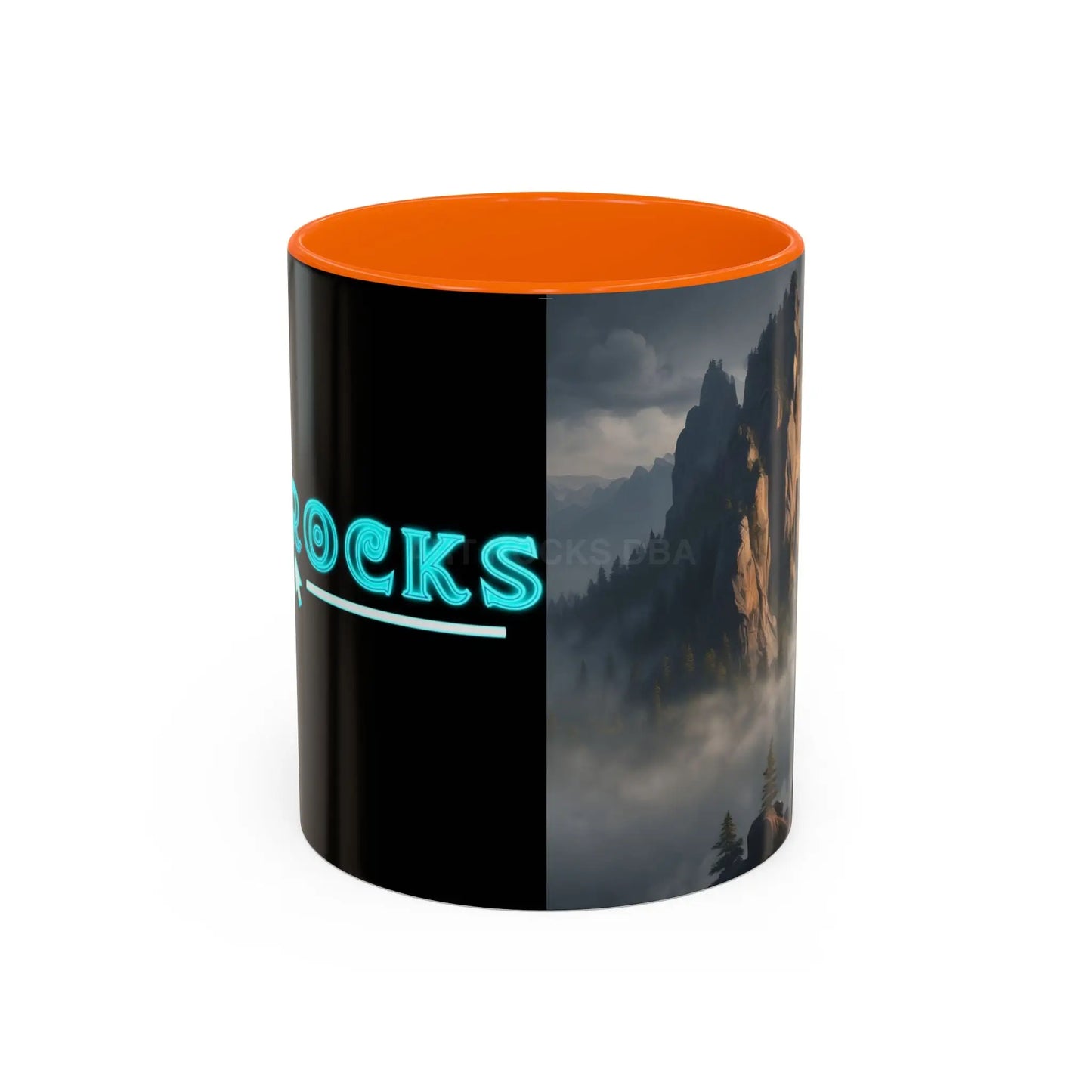 Misty Mountaintop Coffee Mug – Misty Peaks Accent Ceramic Mug (11/15oz) - 11oz / Orange - Mug