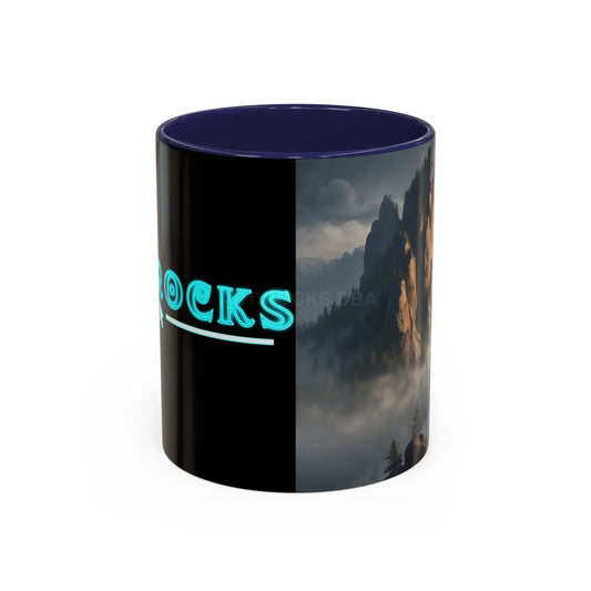 Misty Mountaintop Coffee Mug – Misty Peaks Accent Ceramic Mug (11/15oz) - 11oz / Navy - Mug