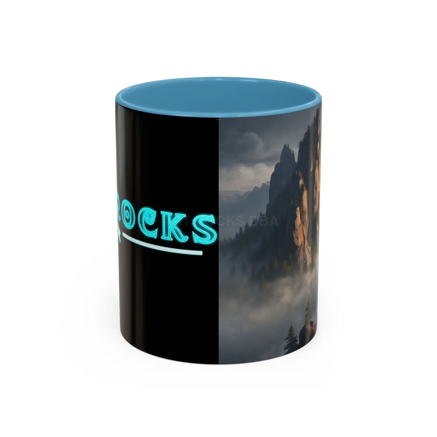 Misty Mountaintop Coffee Mug – Misty Peaks Accent Ceramic Mug (11/15oz) - 11oz / Light Blue - Mug