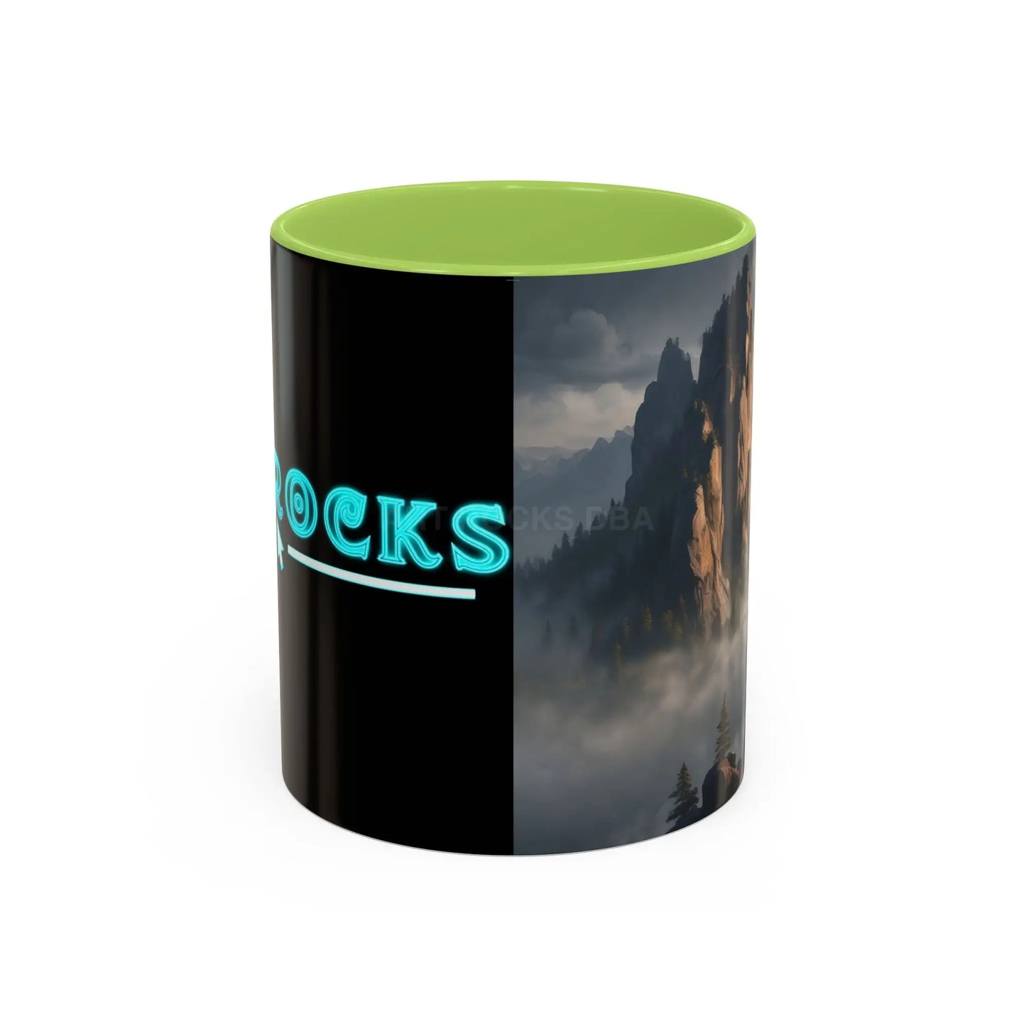 Misty Mountaintop Coffee Mug – Misty Peaks Accent Ceramic Mug (11/15oz) - 11oz / Light Green - Mug