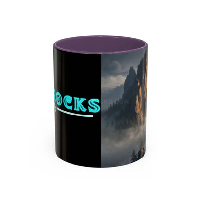 Misty Mountaintop Coffee Mug – Misty Peaks Accent Ceramic Mug (11/15oz) - 11oz / Purple - Mug