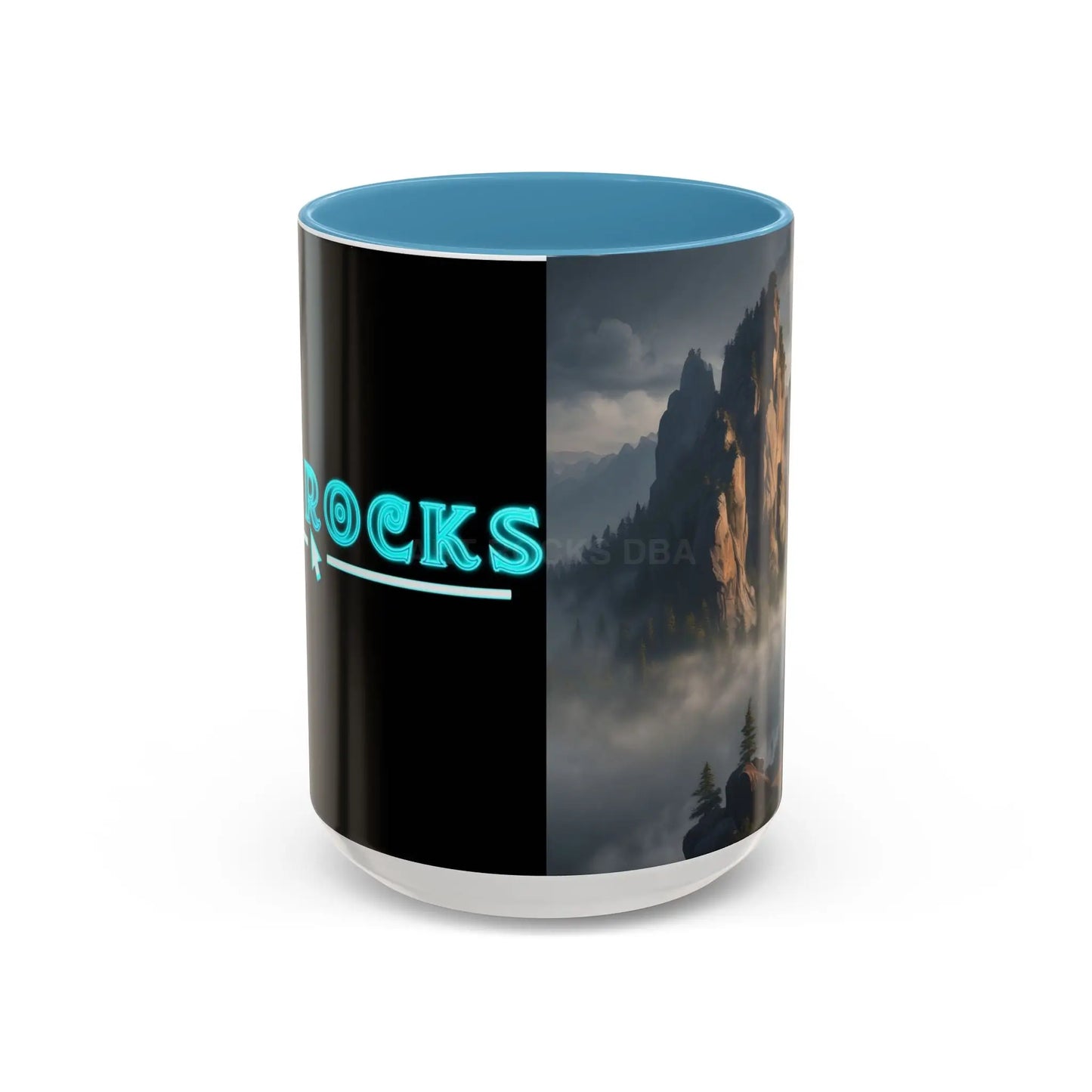 Misty Mountaintop Coffee Mug – Misty Peaks Accent Ceramic Mug (11/15oz) - 15oz / Light Blue - Mug