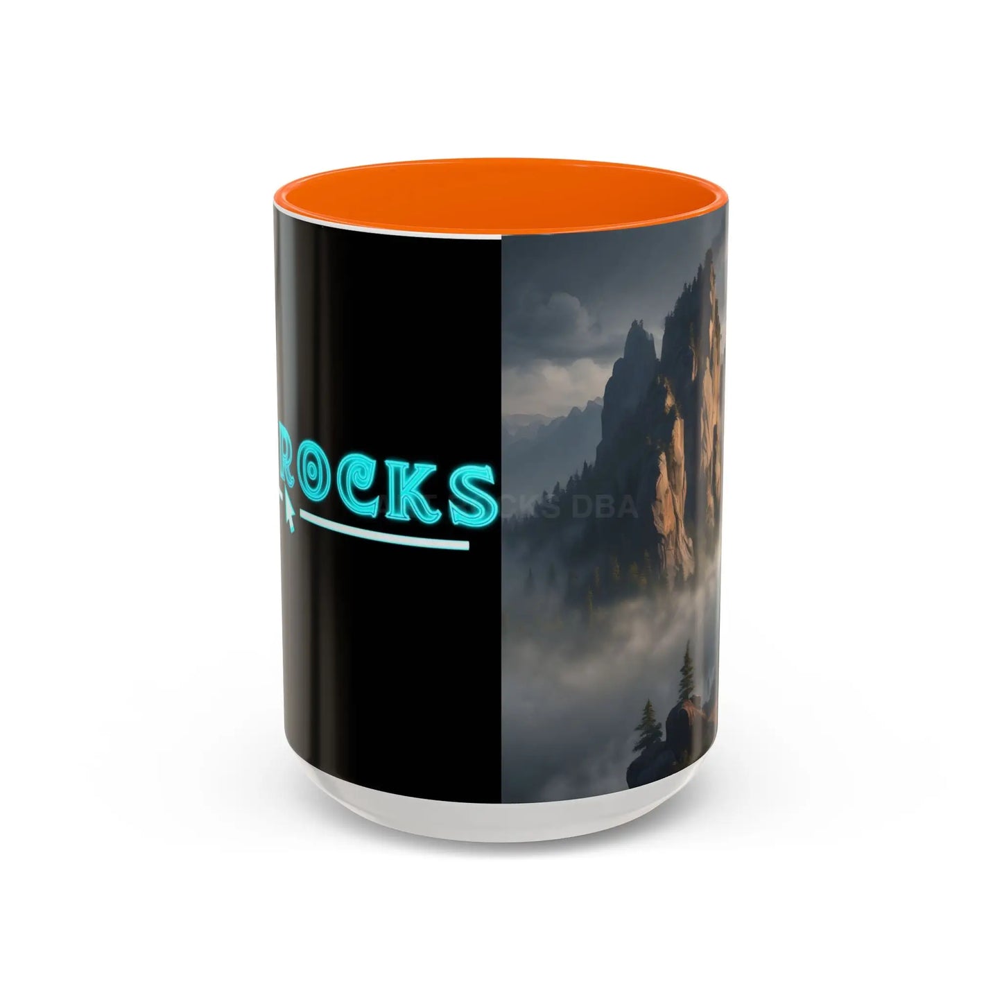 Misty Mountaintop Coffee Mug – Misty Peaks Accent Ceramic Mug (11/15oz) - 15oz / Orange - Mug