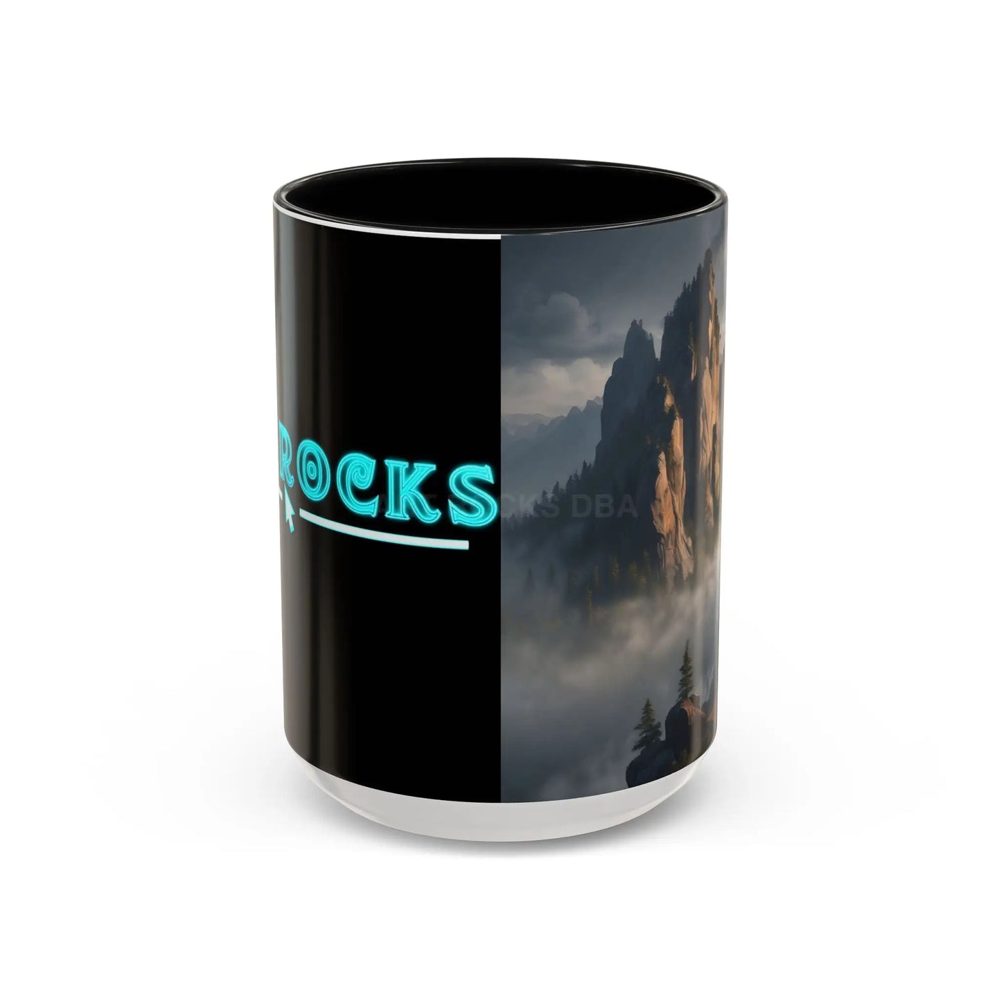 Misty Mountaintop Coffee Mug – Misty Peaks Accent Ceramic Mug (11/15oz) - 15oz / Black - Mug