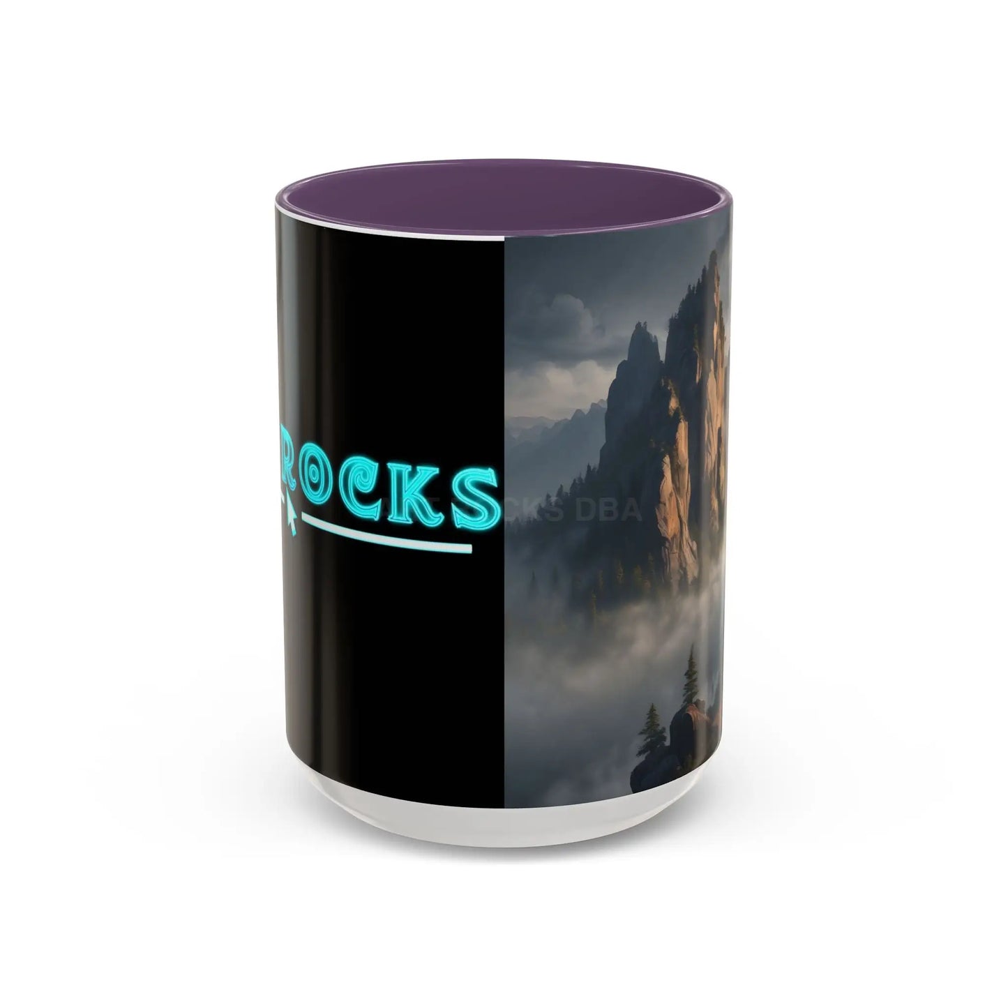 Misty Mountaintop Coffee Mug – Misty Peaks Accent Ceramic Mug (11/15oz) - 15oz / Purple - Mug