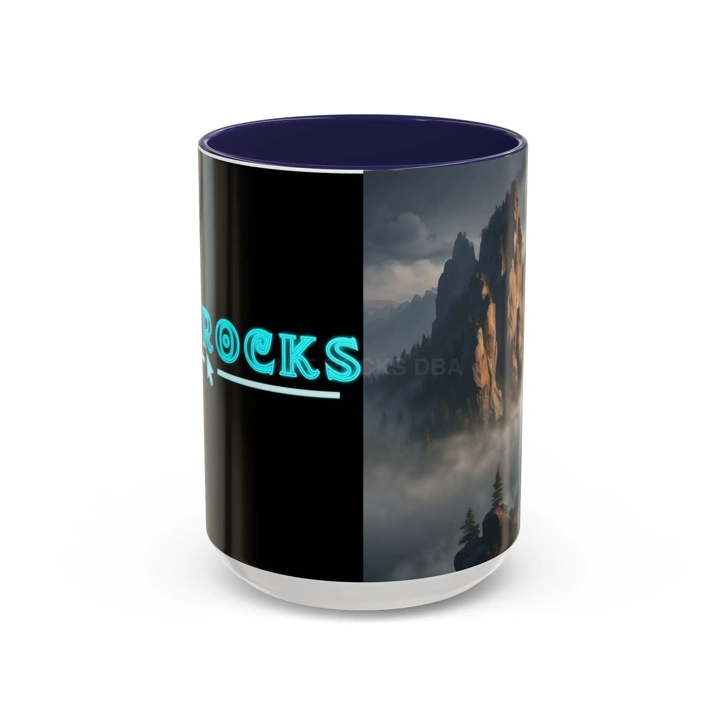 Misty Mountaintop Coffee Mug – Misty Peaks Accent Ceramic Mug (11/15oz) - 15oz / Navy - Mug