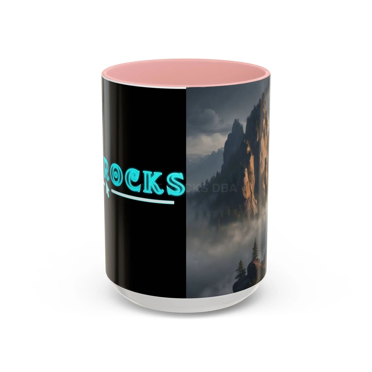 Misty Mountaintop Coffee Mug – Misty Peaks Accent Ceramic Mug (11/15oz) - 15oz / Pink - Mug