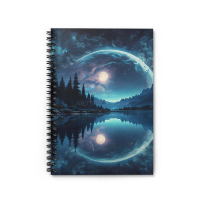 Moonlight Spiral Notebook - Cosmic Dreams Inspired Ruled Journal Moonlit Reflection Journal Starry Night Sketchbook