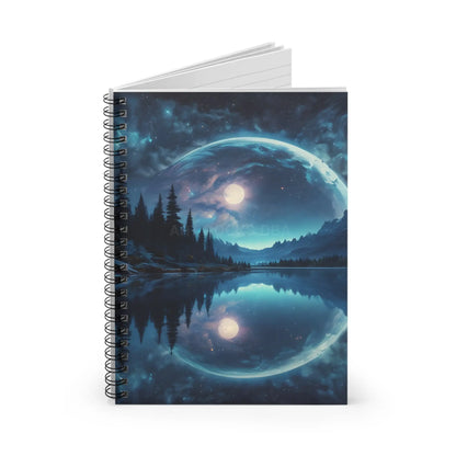 Moonlight Spiral Notebook - Cosmic Dreams Inspired Ruled Journal Moonlit Reflection Journal Starry Night Sketchbook