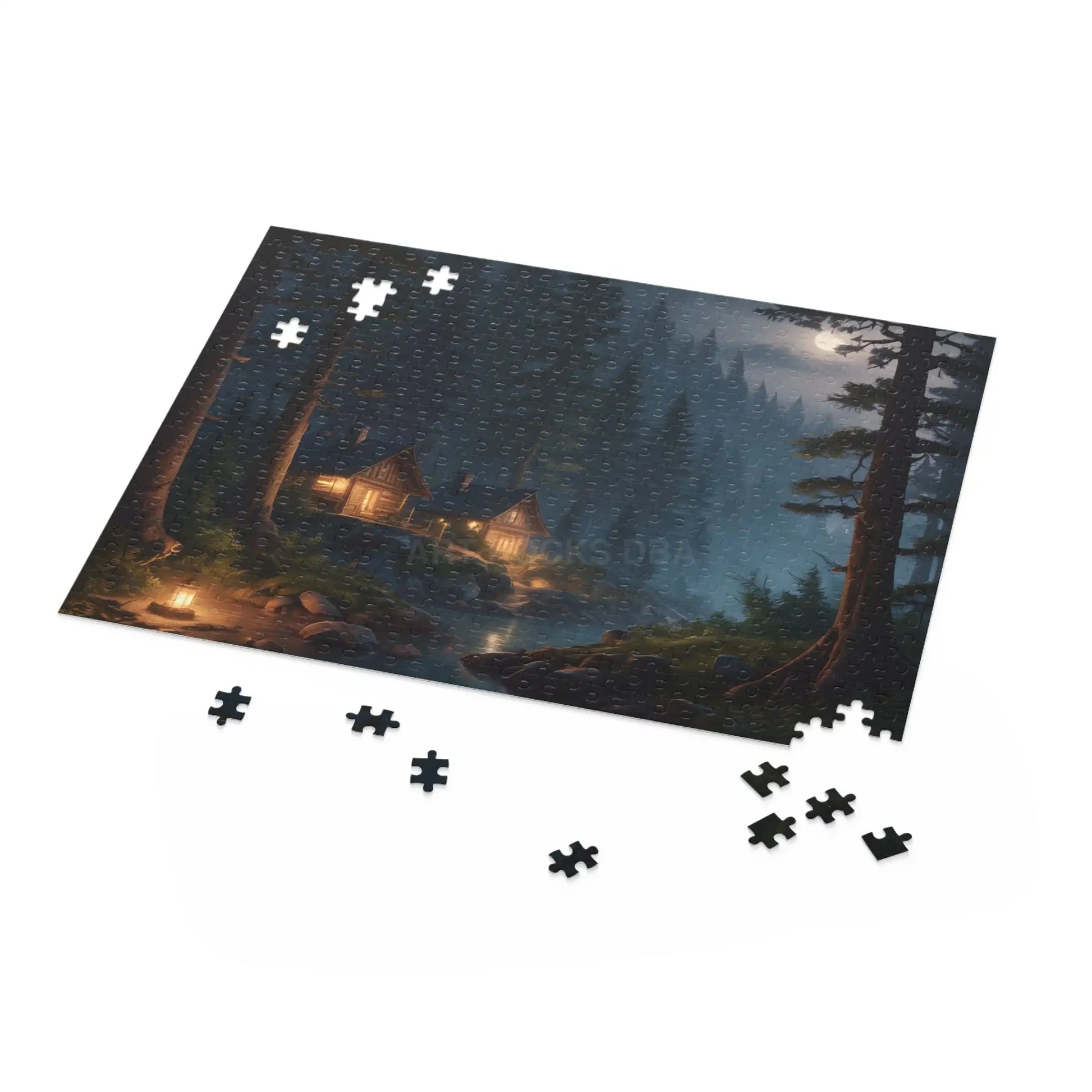 Moonlit Cabin Camping Jigsaw Puzzle — (120/252/500 pieces) - Puzzle