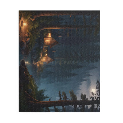 Moonlit Cabin Camping Jigsaw Puzzle — (120/252/500 pieces) - Puzzle