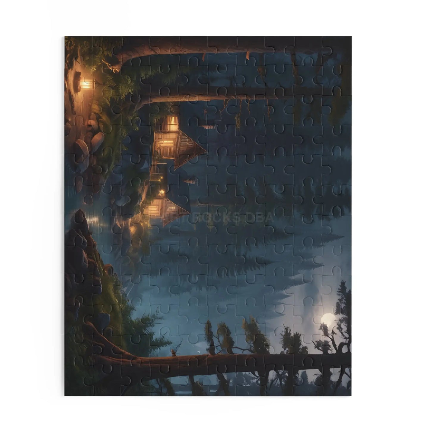 Moonlit Cabin Camping Jigsaw Puzzle — (120/252/500 pieces) - Puzzle