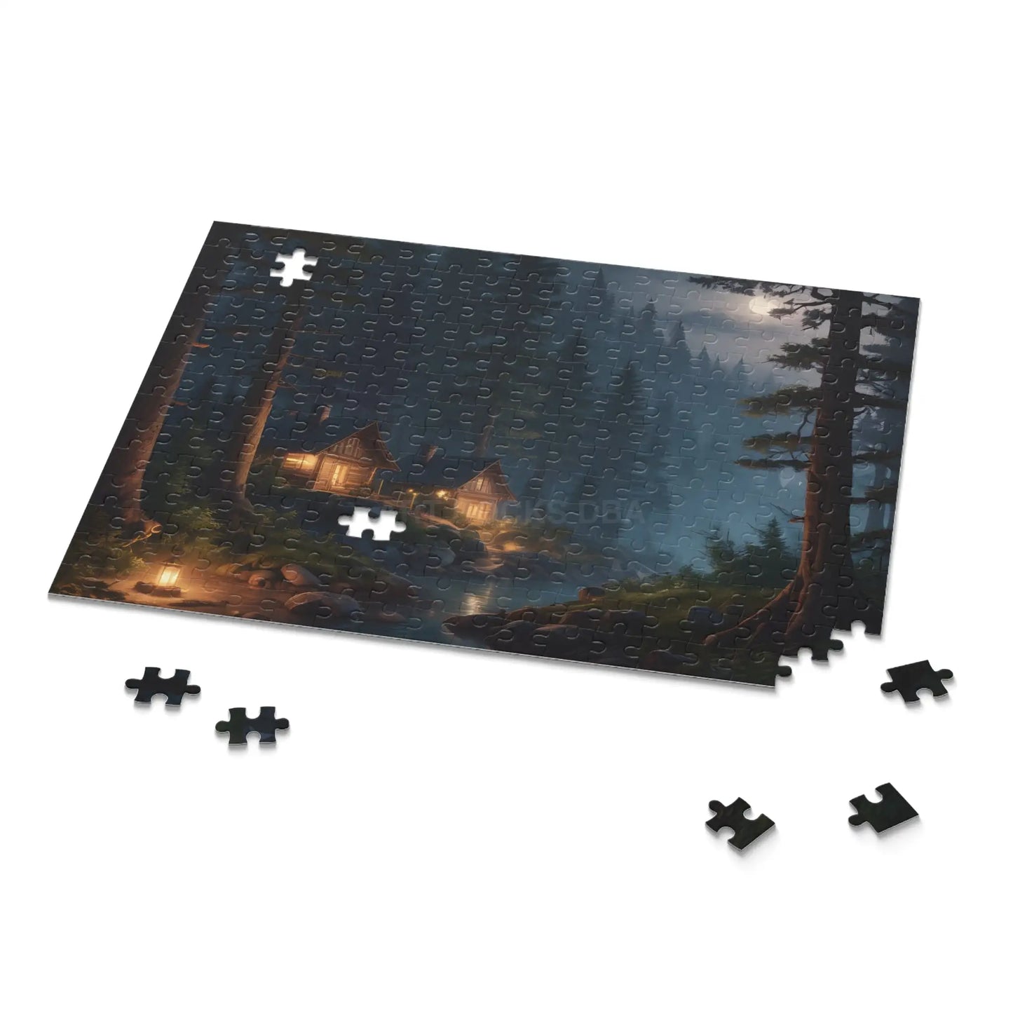 Moonlit Cabin Camping Jigsaw Puzzle — (120/252/500 pieces) - Puzzle
