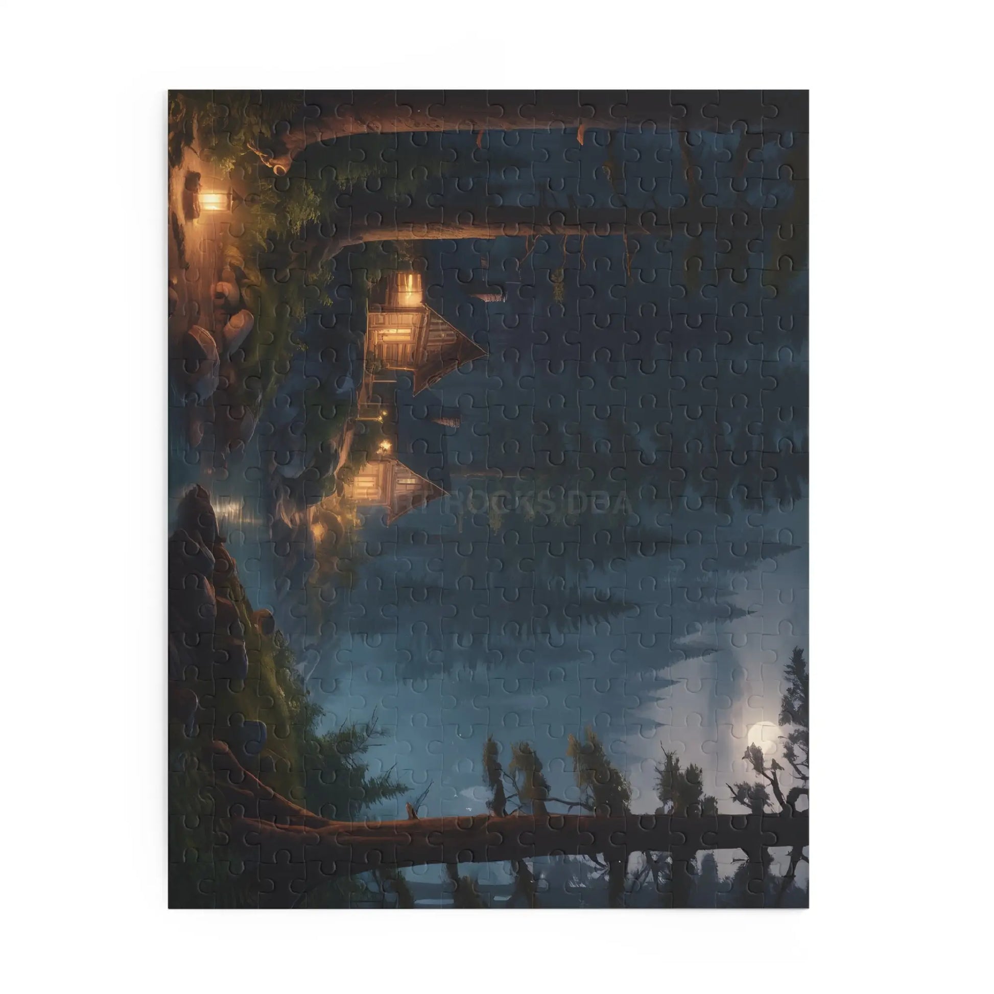 Moonlit Cabin Camping Jigsaw Puzzle — (120/252/500 pieces) - Puzzle