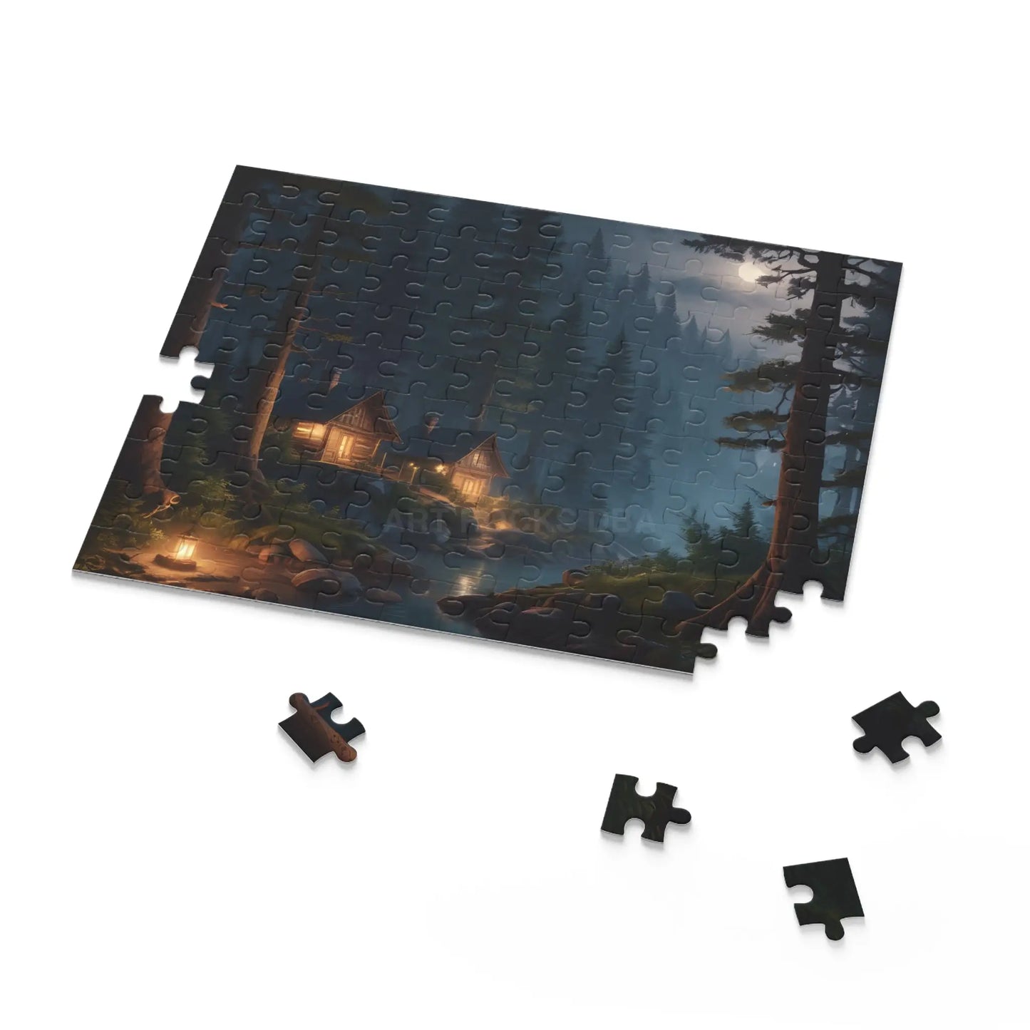 Moonlit Cabin Camping Jigsaw Puzzle — (120/252/500 pieces) - Puzzle
