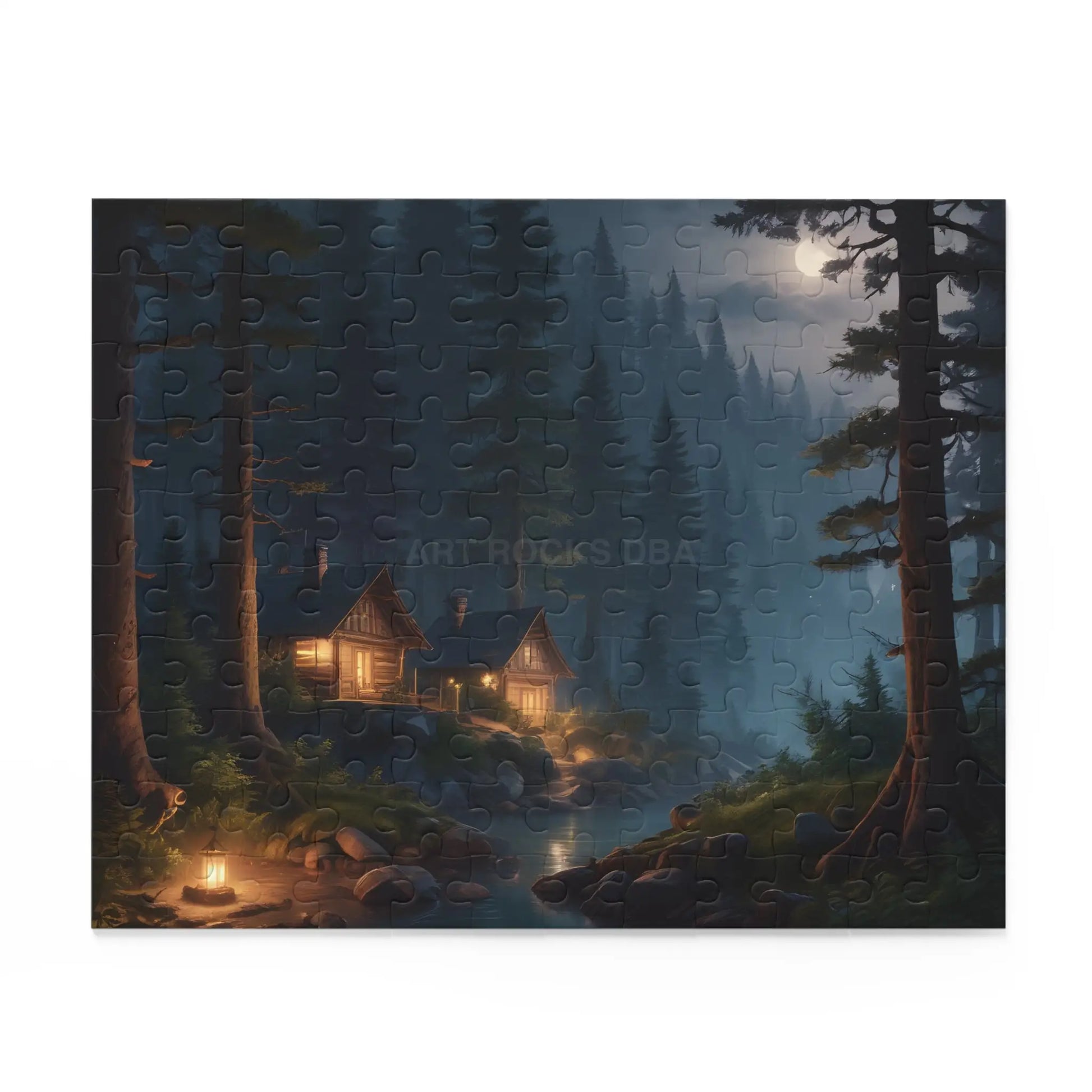 Moonlit Cabin Camping Jigsaw Puzzle — (120/252/500 pieces) - Puzzle